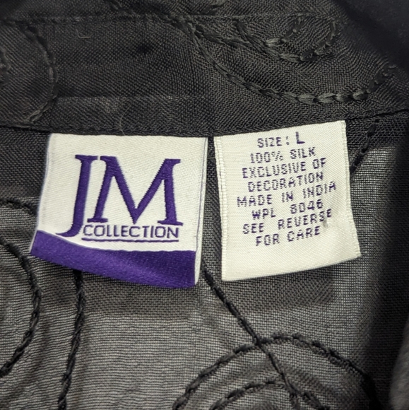 JM Collection Sheer Jacket Size Large Button Up Embroidery and Beads - Picture 3 of 10